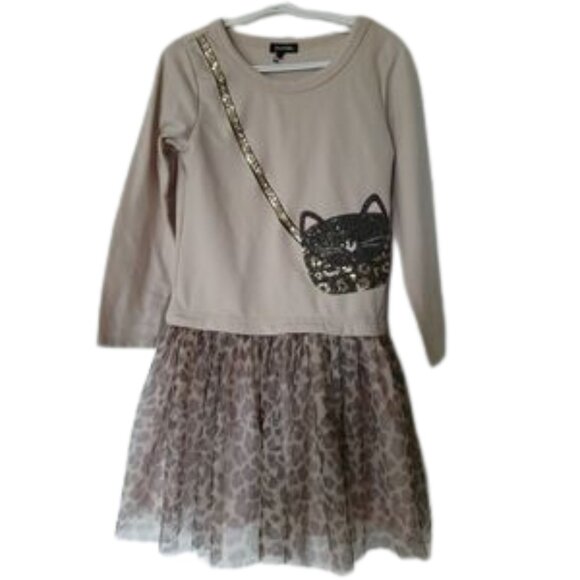 Zunie Girls Size 5 Leopard Tulle Dress with Cat Purse Detail – Whimsical & Style - Picture 5 of 8
